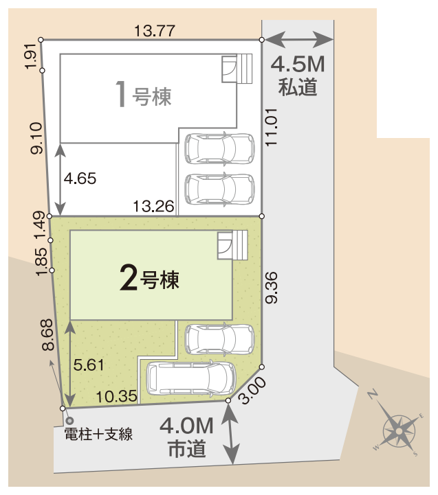 川口町第11期 全2棟の区画図